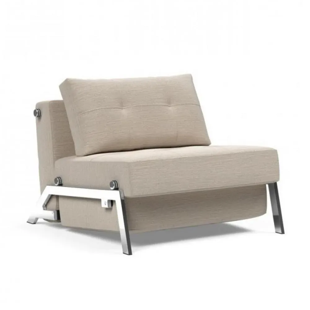 INNOVATION LIVING  Fauteuil design SOFABED CUBED 02 CHROME Blida Sand Grey convertible lit 200*90 cm