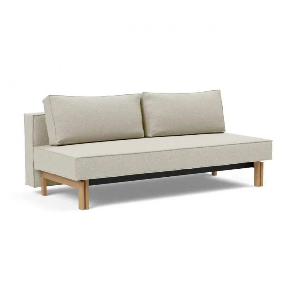 INNOVATION LIVING  Canapé design SLY convertible lit 140*200 cm pieds bois chêne, tissu Mixed Dance Natural