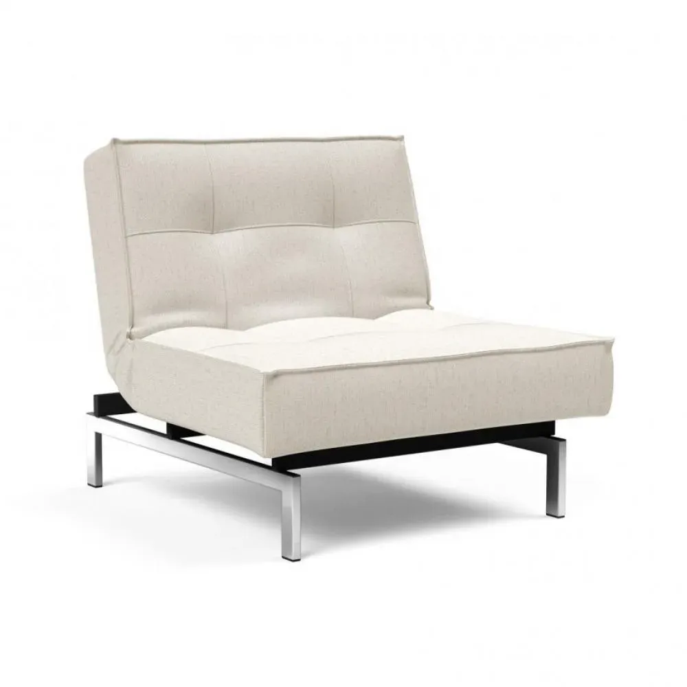 INNOVATION LIVING  Fauteuil design SPLITBACK CHROME convertible lit 90*115 cm tissu Bouclé Off White