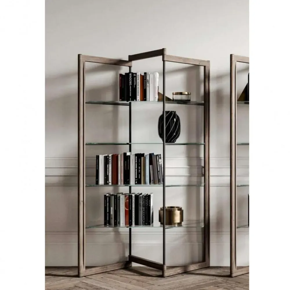 Bibliothèque modulaire PANTO 137 x 40 cm Verre / Wild chêne Delhi