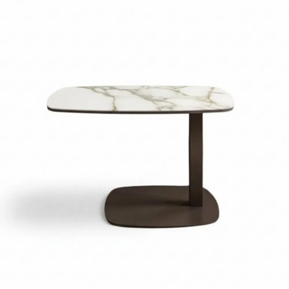 Ozzio SERVUS Table Dinette en Marbre Onice avec piètement en Métal Graphite