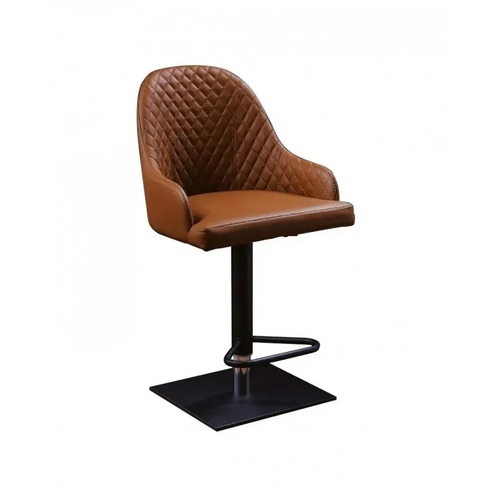 Ozzio PROMETEO Tabouret de bar en Cuir Fango et Métal Graphite