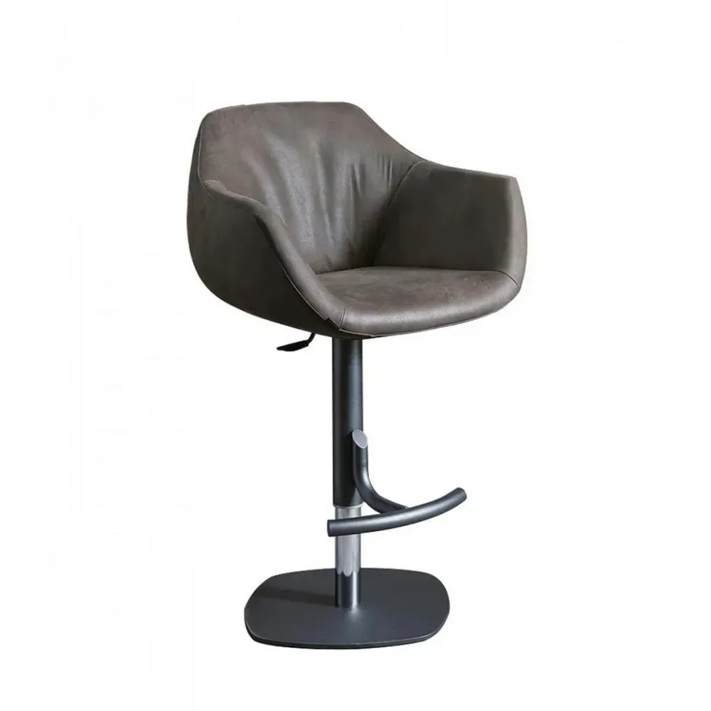 Ozzio BORIS Tabouret de bar en Velours et Métal Graphite