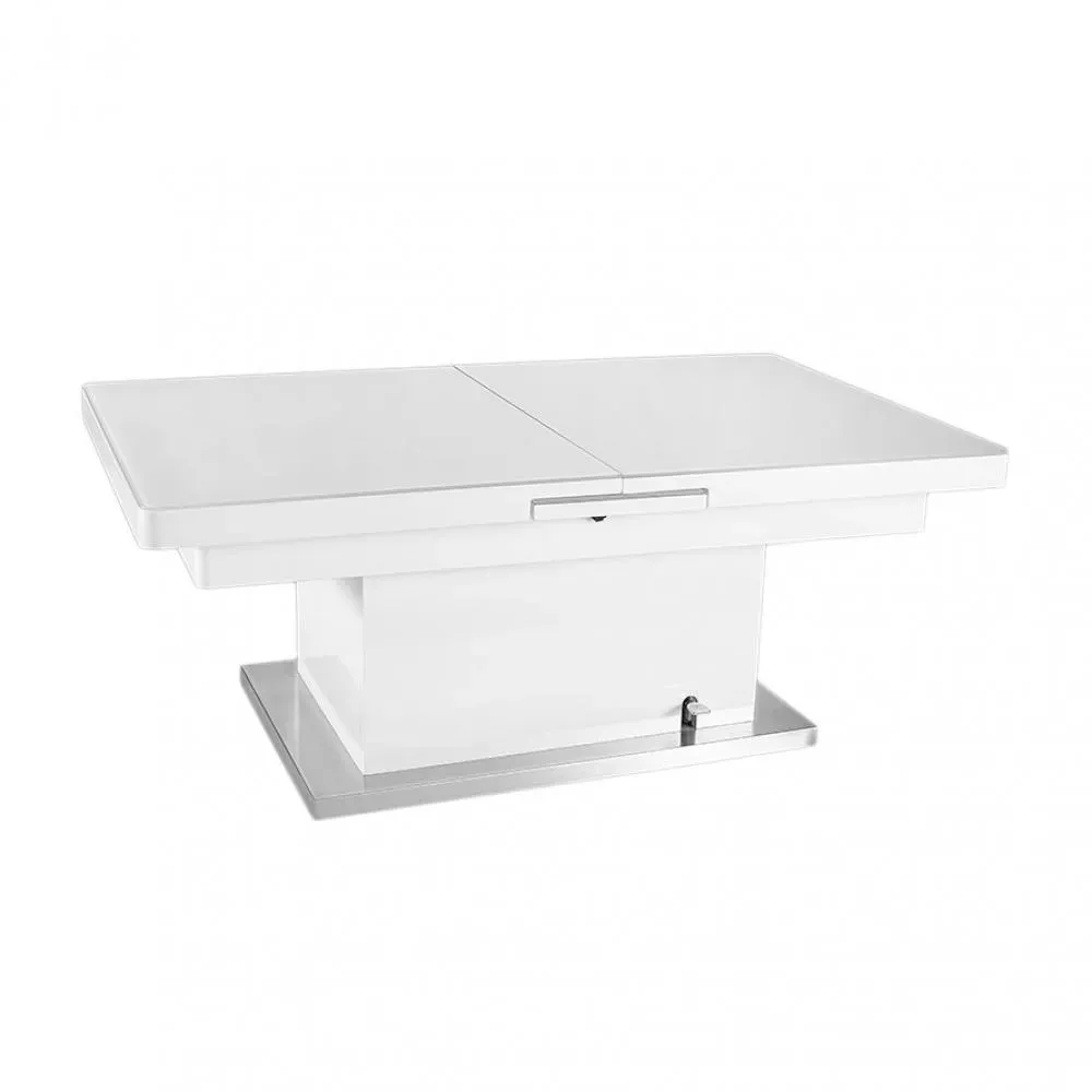 Table basse relevable extensible JET SET blanc brillant