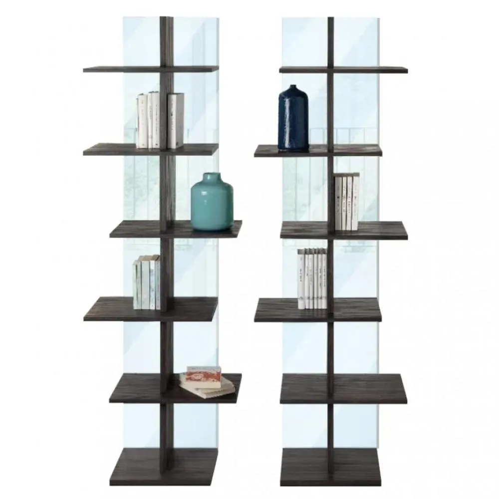 Bibliothèque STEP en stratifié écologique coloris noyer ardoise