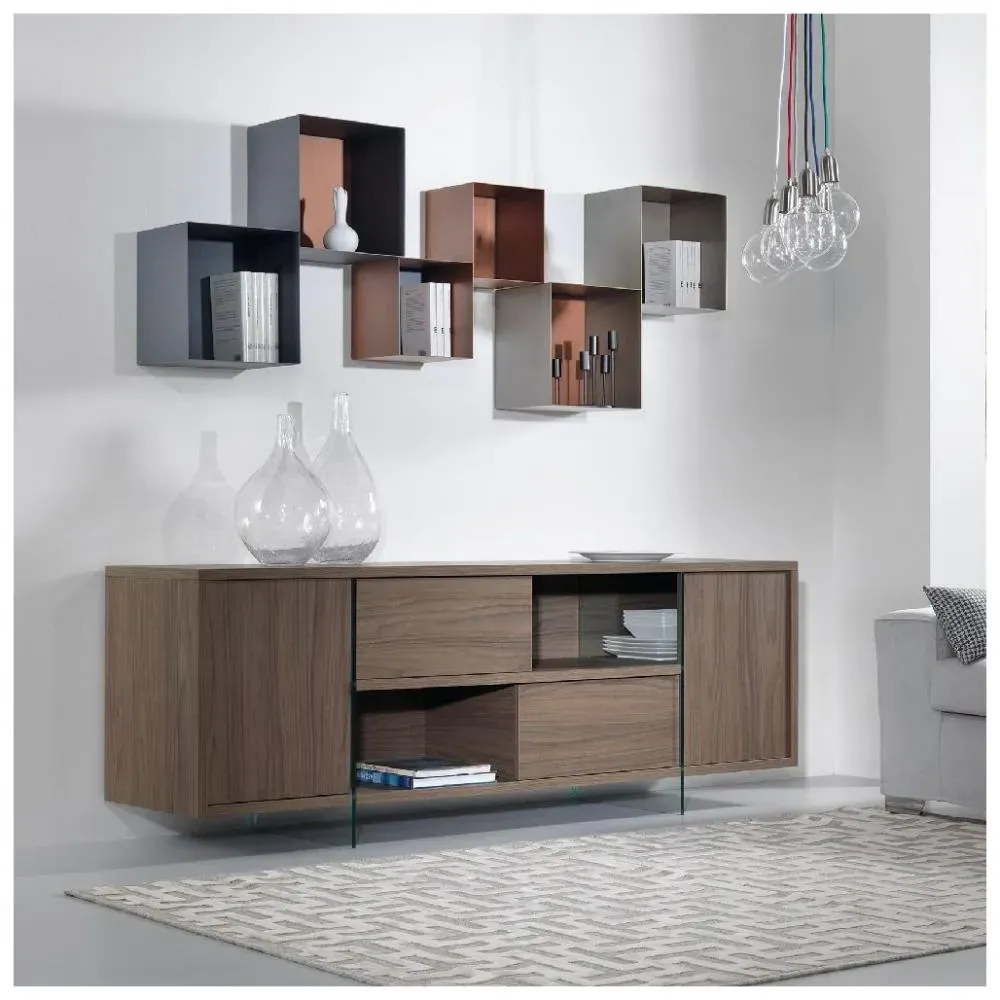 Buffet MADISSON en stratifié écologique coloris noyer