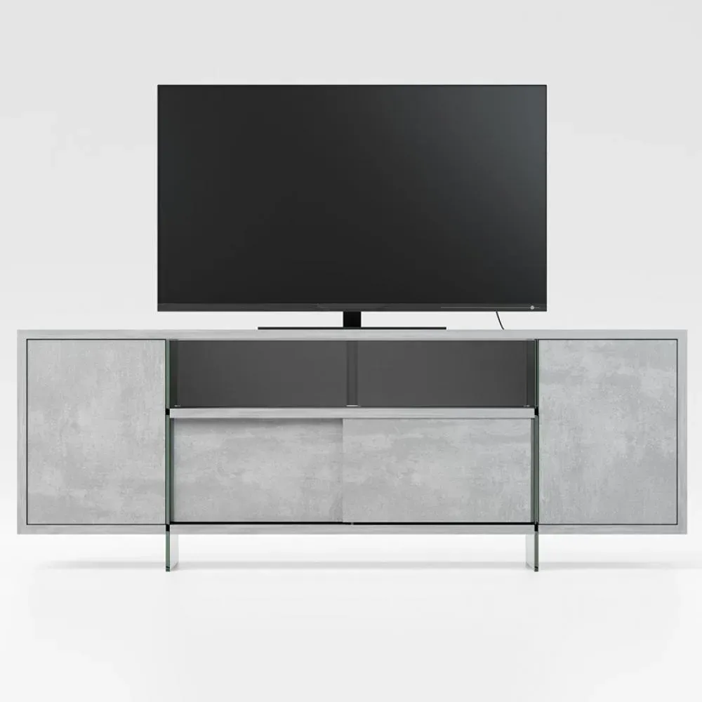 Meuble TV MOVIE en stratifié écologique coloris ciment