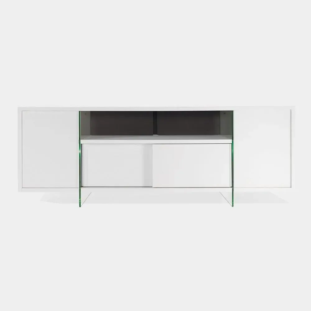 Meuble TV MOVIE en stratifié écologique coloris blanc mat