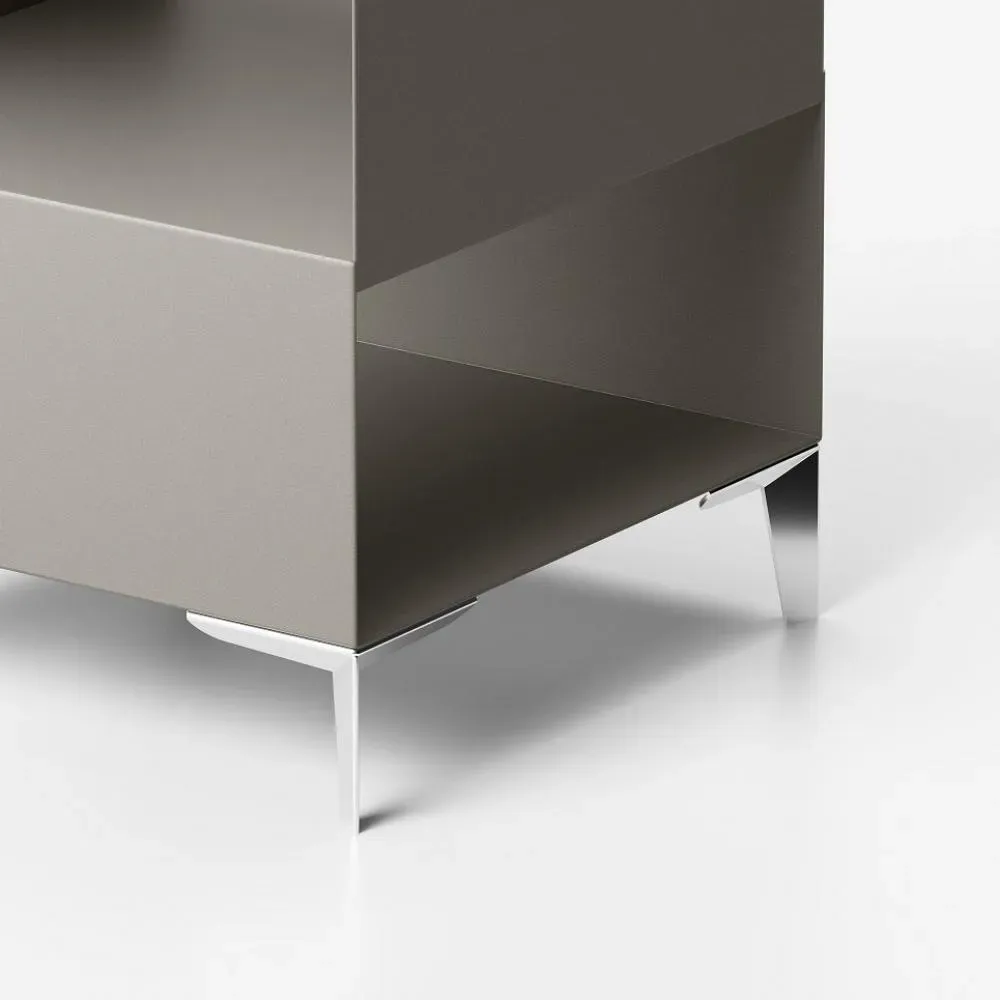 Table polyvalente CUBE acier couleur gris, étagère gris ardoise et piétement  chromé
