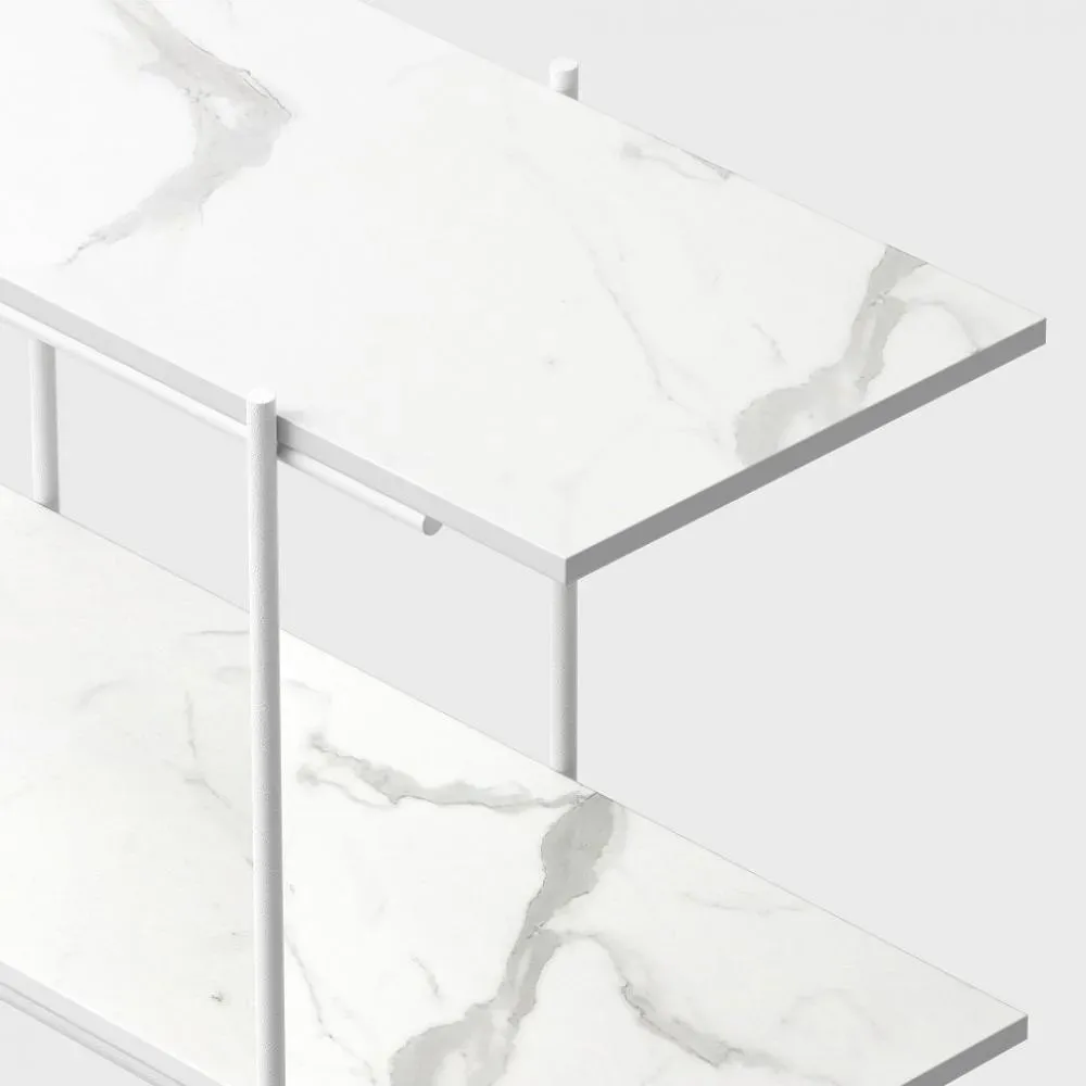 Etagère de sol BIPLANO coloris  blanc Marbre