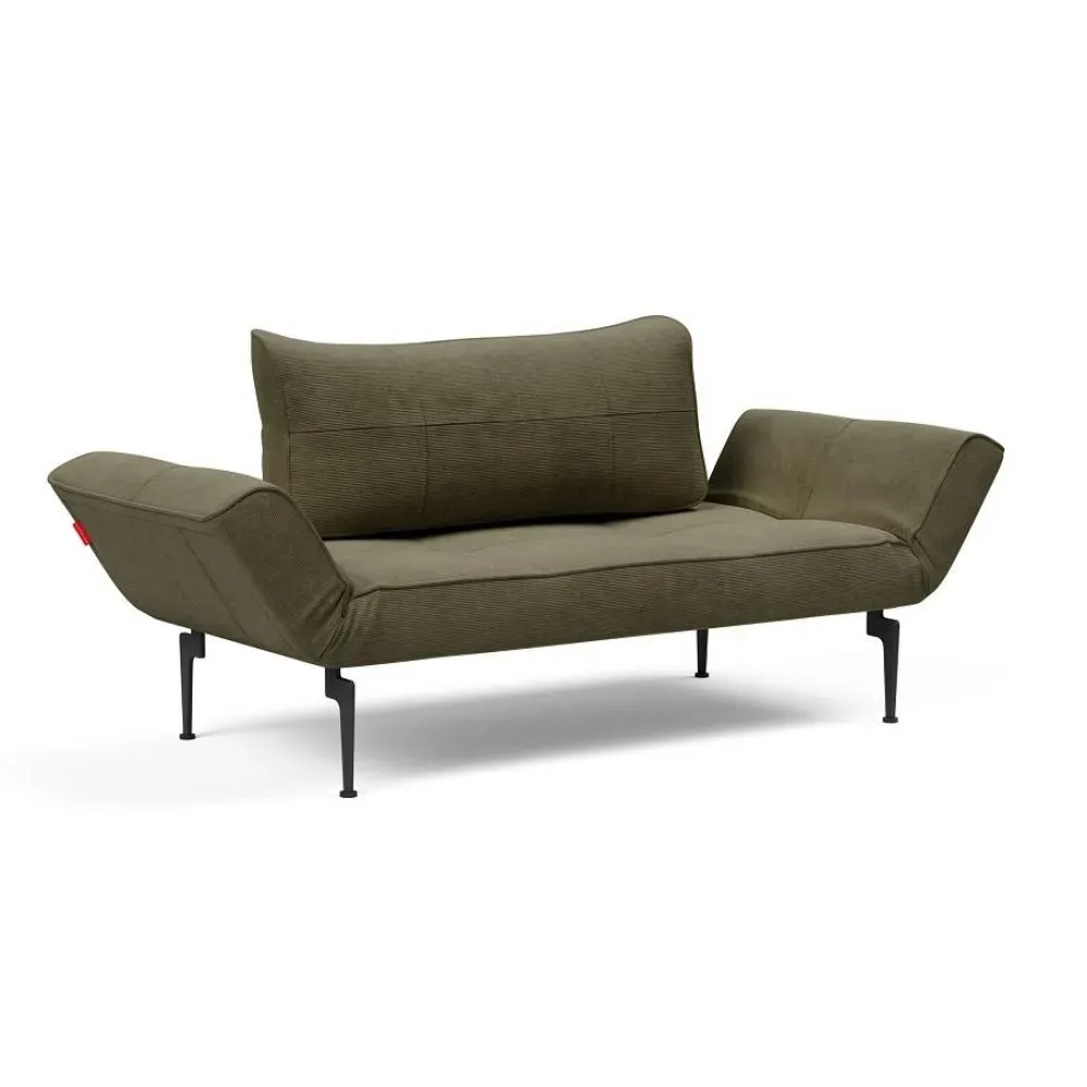 Canape convertible lit ZEAL LASER  piétements métallique tissu Cordufine Pine Green