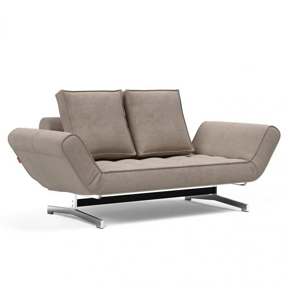 INNOVATION LIVING  Canapé lit GHIA CHROME couchage 80x210 cm tissu Cordufine Beige