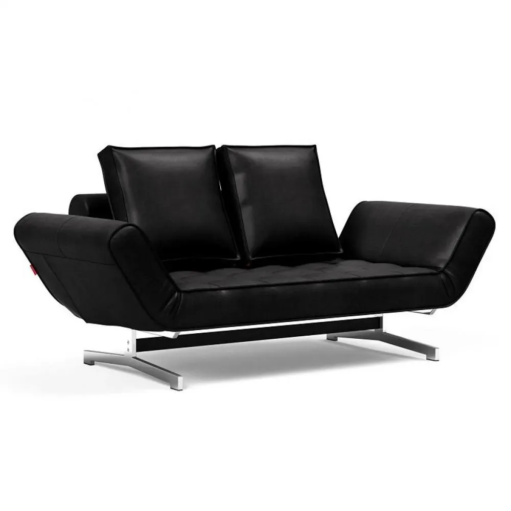 INNOVATION LIVING  Canapé lit GHIA CHROME couchage 80x210 cm tissu Faunal Black