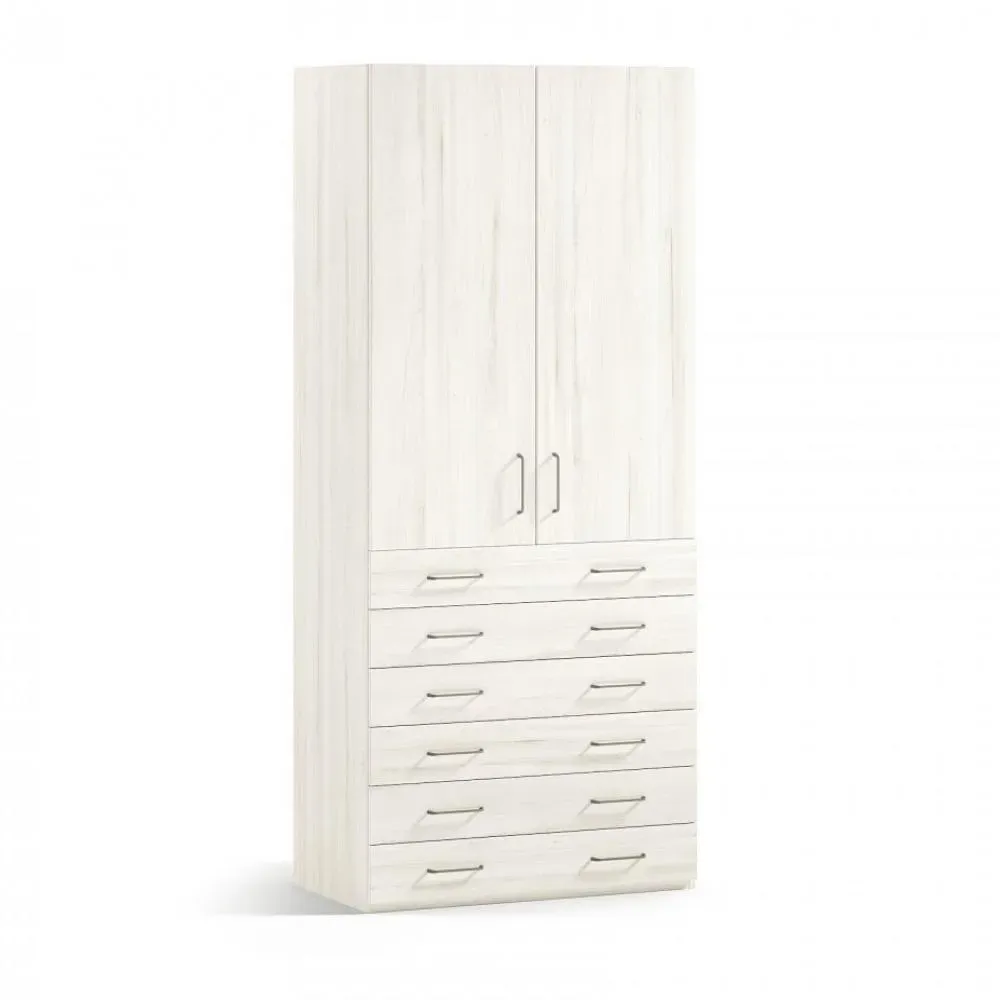 Armoire 2 portes 6 tiroirs 94,1 x 57,5 x 240 cm
