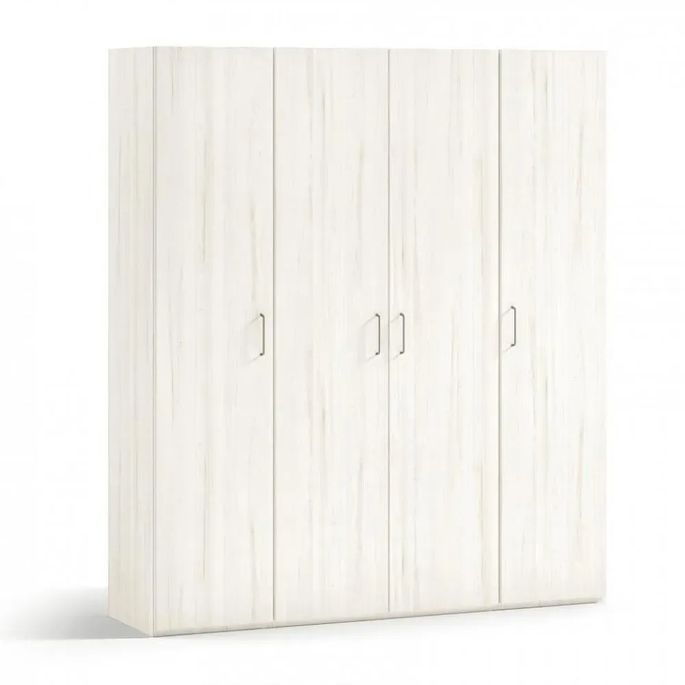 Armoire 4 portes 224,9 x 57,5 x 220 cm finition chêne blanchis