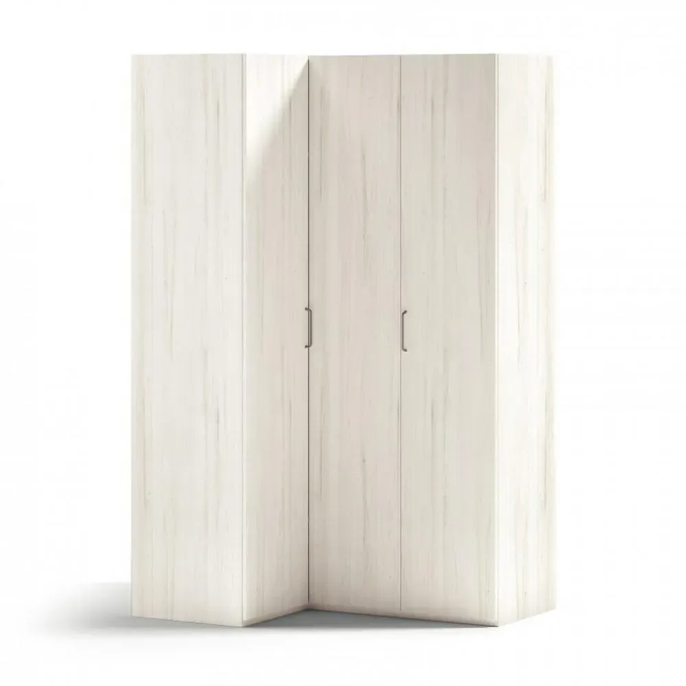 Armoire d'angle équerre porte droite pliante 150,8 x 240 cm finition chêne blanchis 1 étagère intérieure