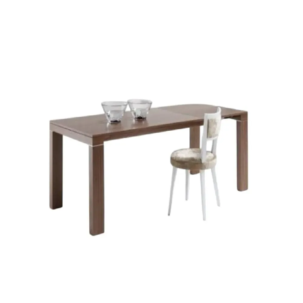 Table repas extensible ARMONIA 6 couverts 120/190x90cm pieds bois foncé plateau noyer