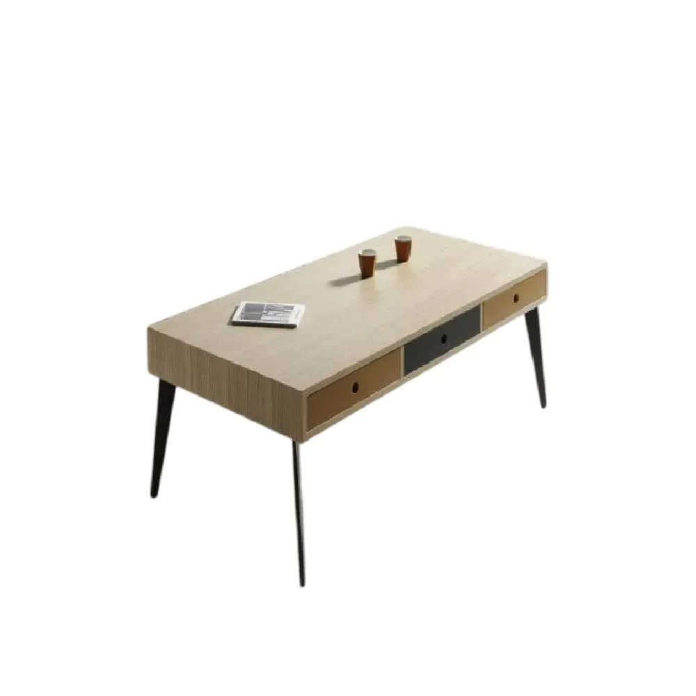 Table basse CASIA 120 x 60 x 45 cm  pieds métal noir plateau chêne