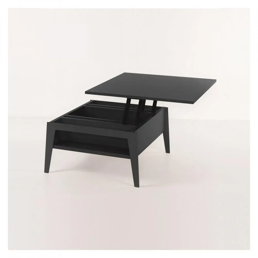 Table basse relevable BRIGHTON 80x70x40/65cm cadre stratifié gris ardoise pieds métal