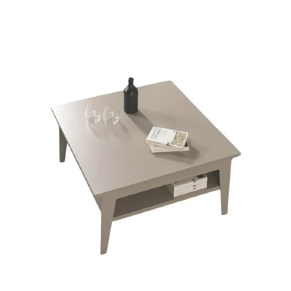 Table basse relevable BRIGHTON 80x70x40/65cm cadre stratifié gris tourterelle pieds métal