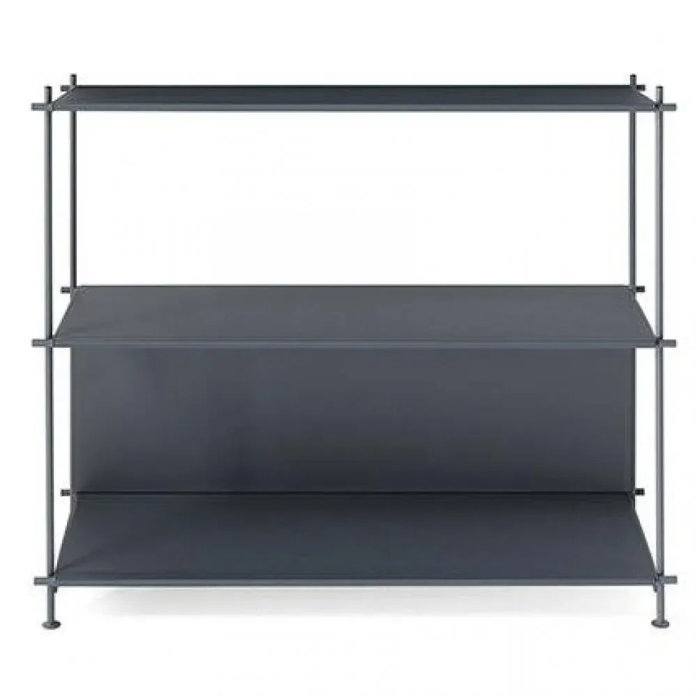 Bibliothèque MUSA  95x37x88cm structure acier étagères panneaux stratifiés/acier noir