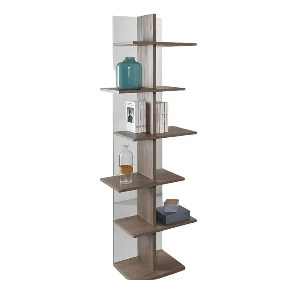 Bibliothèque STEP structure stratifié écologique noyer dos verre clair