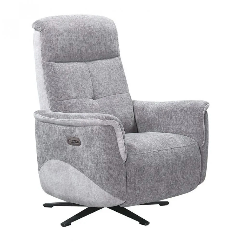 Fauteuil relax pivotant bi moteur BLOOM tissu maillé gris foncé & gris clair