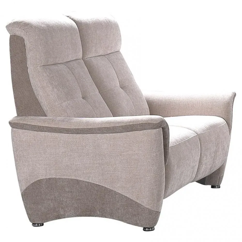 Canapé 2 places RELAX électrique BLOOM tissu maillé beige & moka