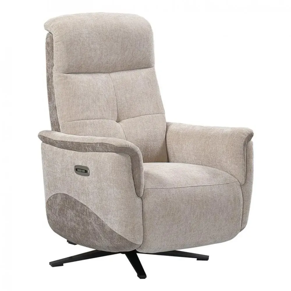 Fauteuil relax pivotant bi moteur BLOOM tissu maillé beige & moka