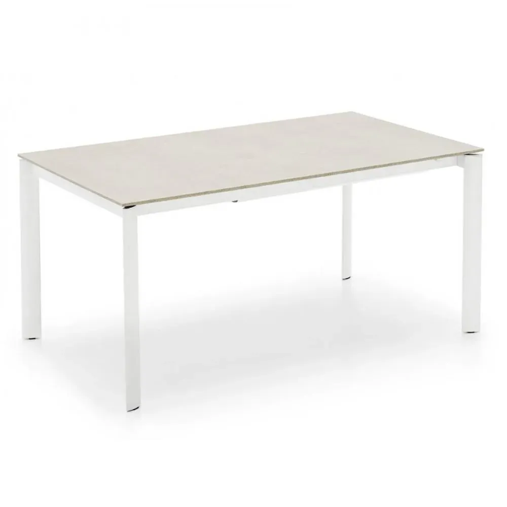 Table extensible 8 couverts EMINENCE EVO 180cm structure métal plateau mélaminé beige