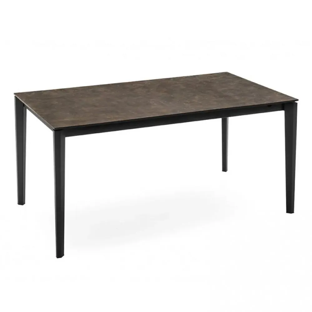 Table extensible 8 couverts PENTAGON 210cm pieds métal plateau mélaminé bronze