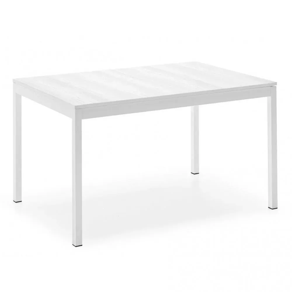 Table extensible 8 couverts SNAP 180 cm pieds métal plateau mélaminé blanc