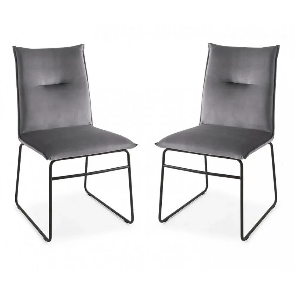 Lot de 2 Chaises MAYA structure métal assise gris cendre