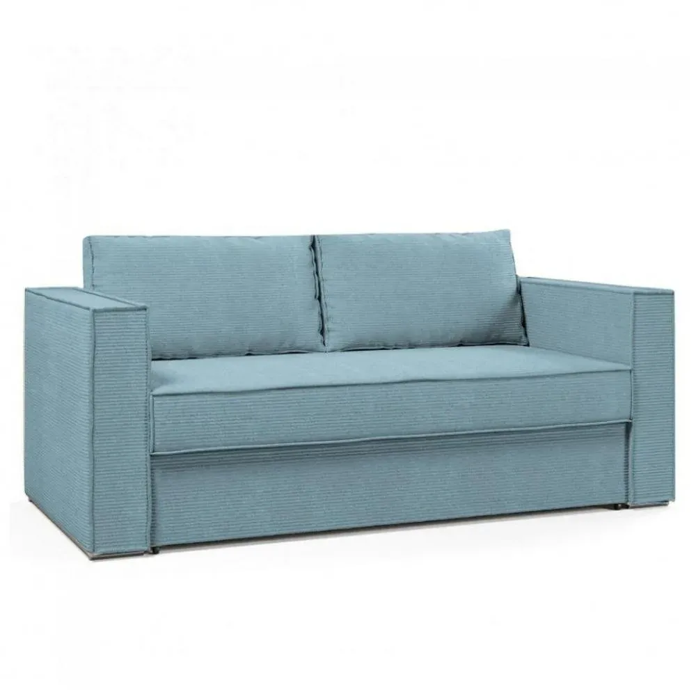 Canapé fixe  2 places IBIZA largeur 176 cm velours côtelé zoom bleu lagon