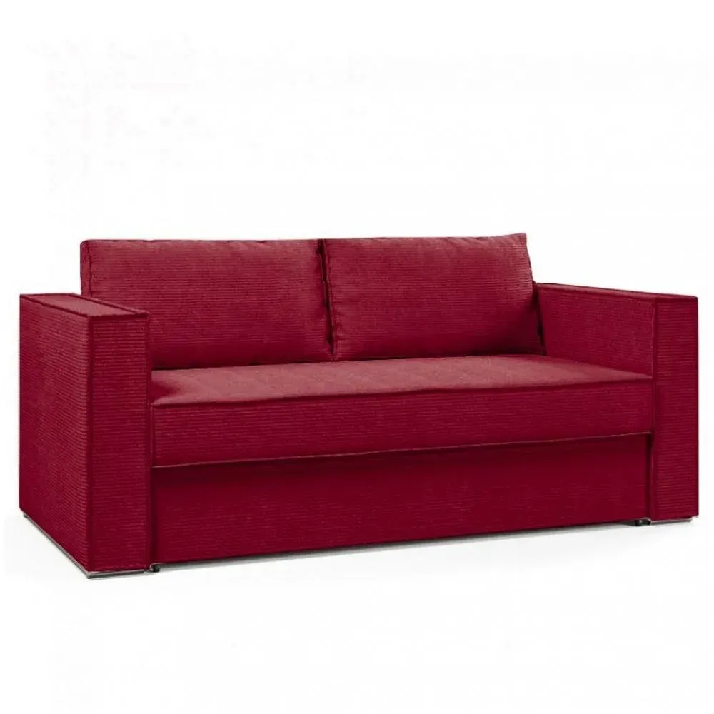 Canapé fixe  2 places IBIZA largeur 176 cm velours côtelé zoom rouge