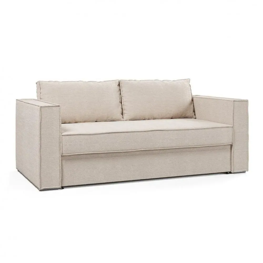 Canapé fixe  3 places IBIZA largeur 196 cm velours côtelé zoom perle