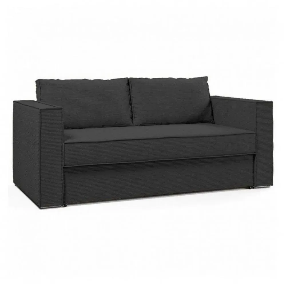 Canapé fixe  3 places IBIZA largeur 196 cm velours côtelé zoom graphite