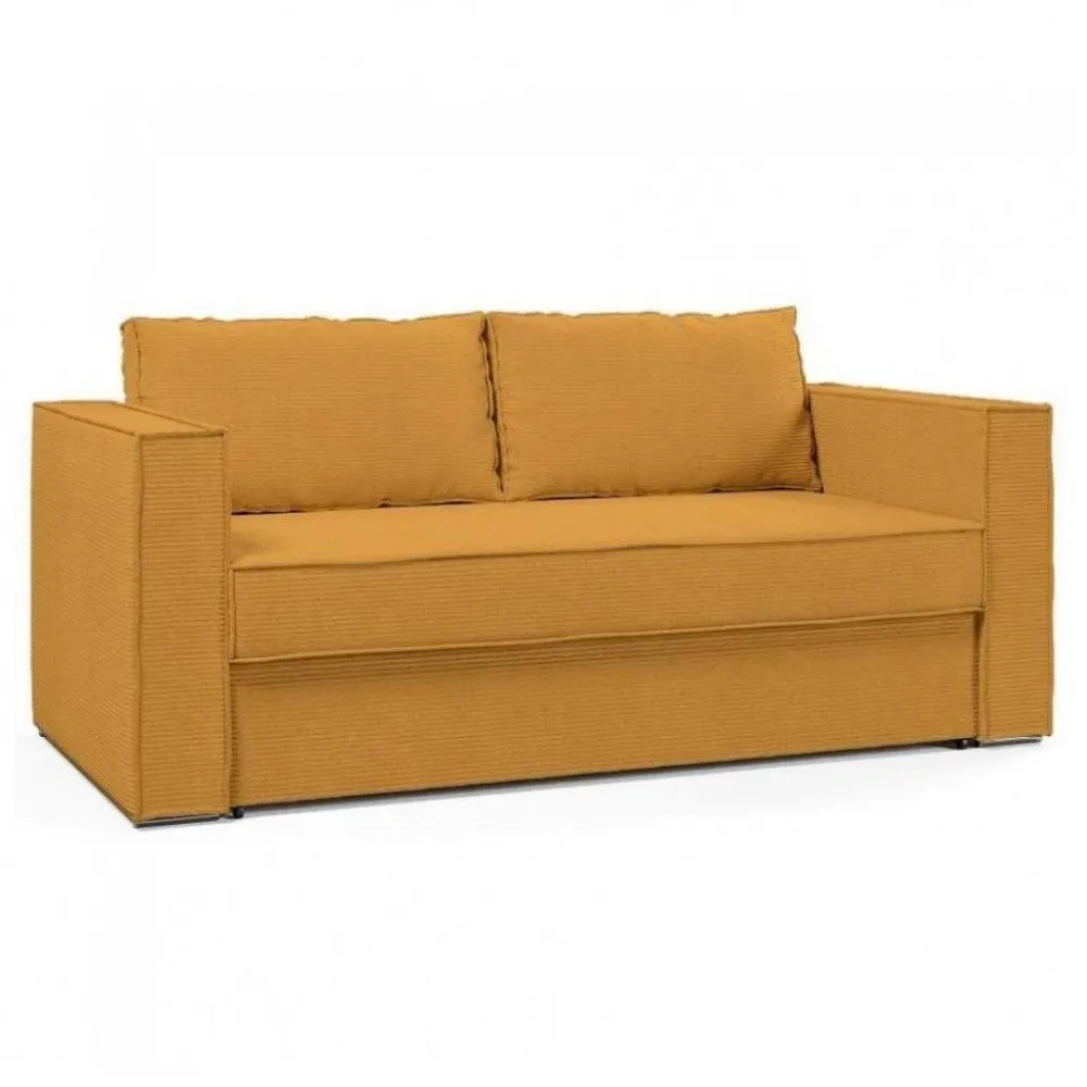 Canapé fixe  3 places IBIZA largeur 196 cm velours côtelé zoom moutarde