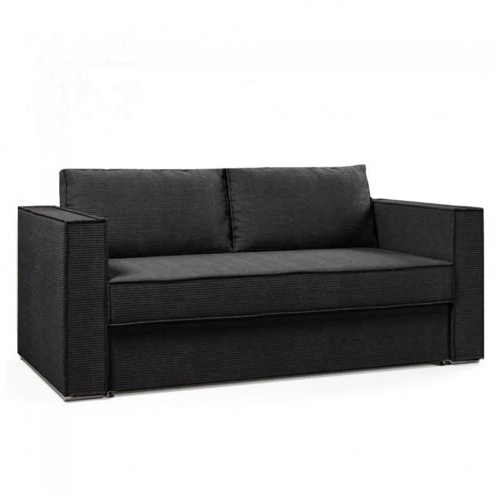 Canapé fixe  3 places maxi IBIZA largeur 216 cm velours côtelé zoom gris sombre