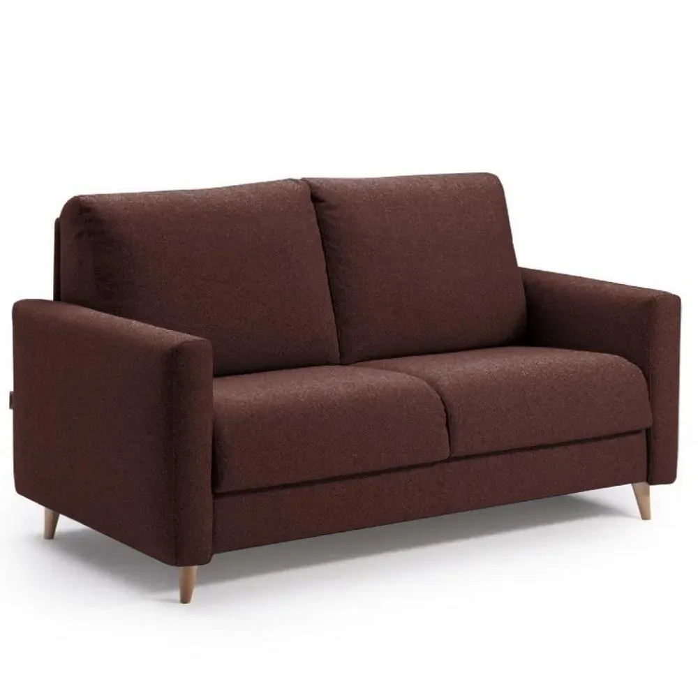 Canapé 3 places maxi CADIX FIXE largeur 203 cm pieds bois tissu storm marron