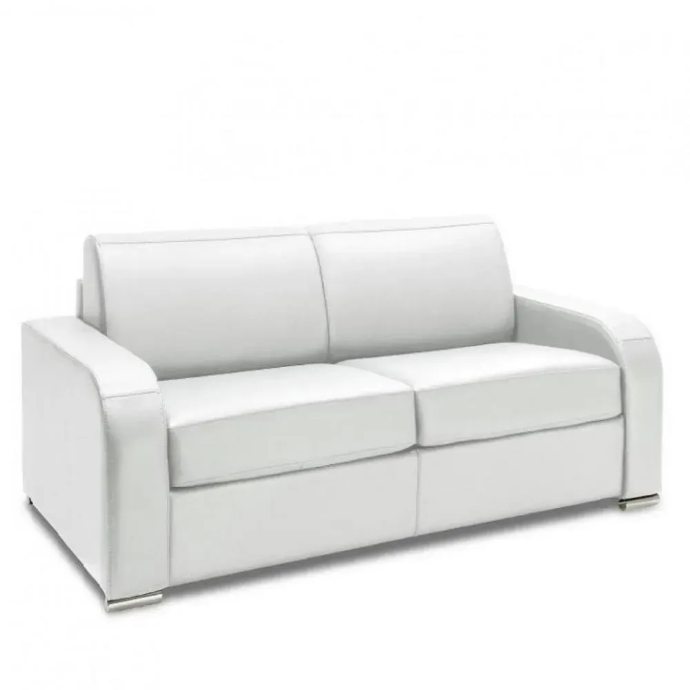 Canapé fixe 3 places SOFIA 195 cm cuir regent blanc