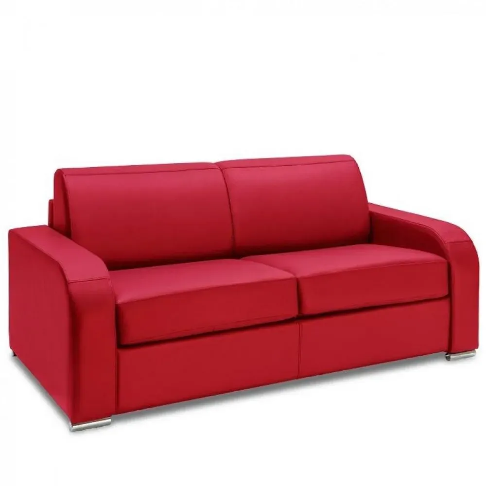 Canapé fixe 3 places SOFIA 195 cm cayenne polyuréthane rouge