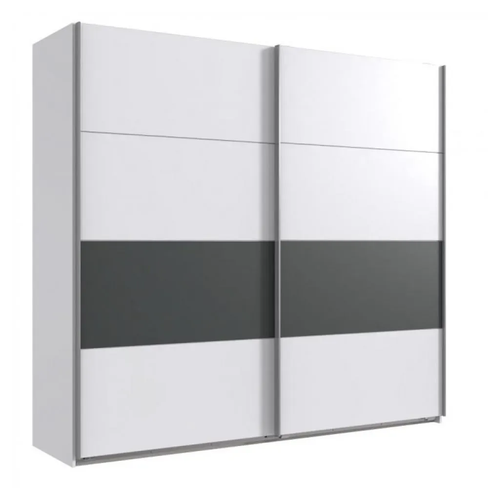 Armoire 2 portes coulissantes ANGIE 270 cm blanc et graphite