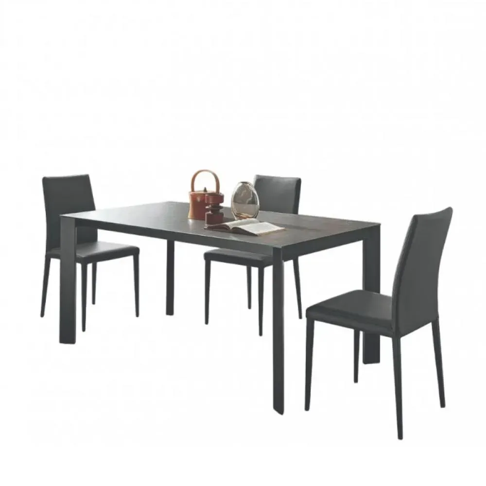 Table 10 couverts TEOREMA extensible 120 à 240cm pieds métal graphite plateau mélaminé ardoise