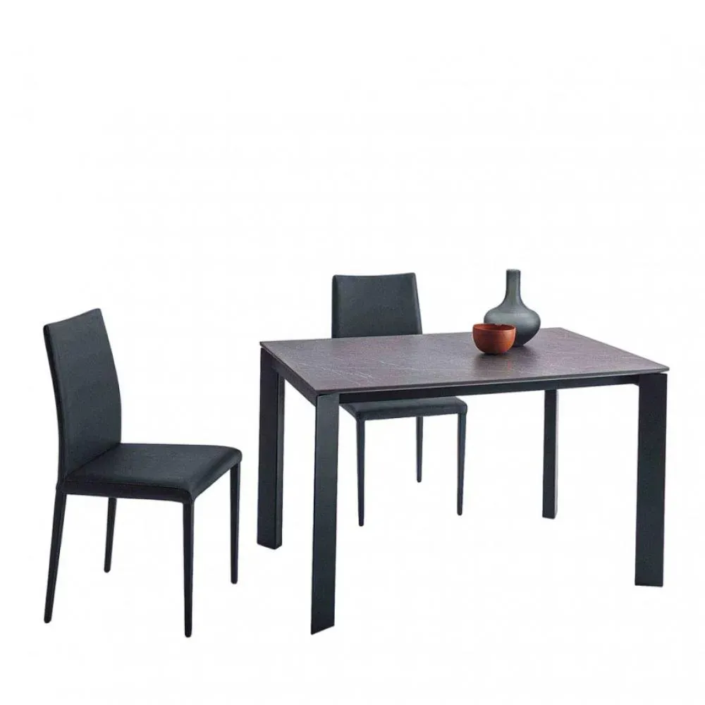 Table 10 couverts TEOREMA extensible 160 à 250cm pieds métal graphite plateau mélaminé pierre gris