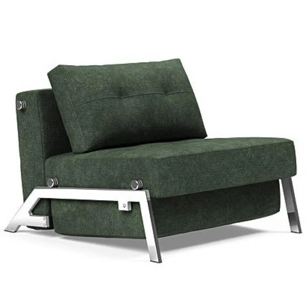 INNOVATION LIVING  Fauteuil design SOFABED CUBED 02 CHROME Avella Pine Green convertible lit 200x90 cm