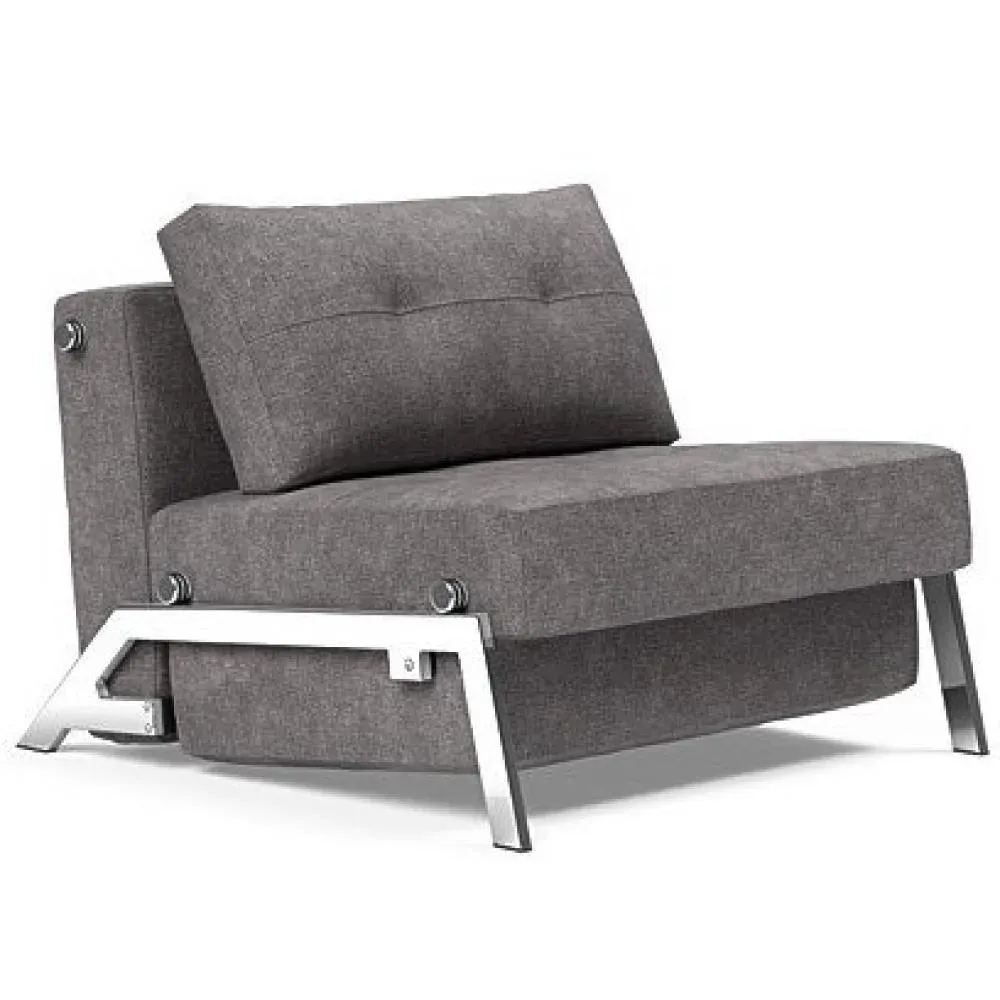 INNOVATION LIVING  Fauteuil design SOFABED CUBED 02 CHROME Avella Warm Grey convertible lit 200x90 cm
