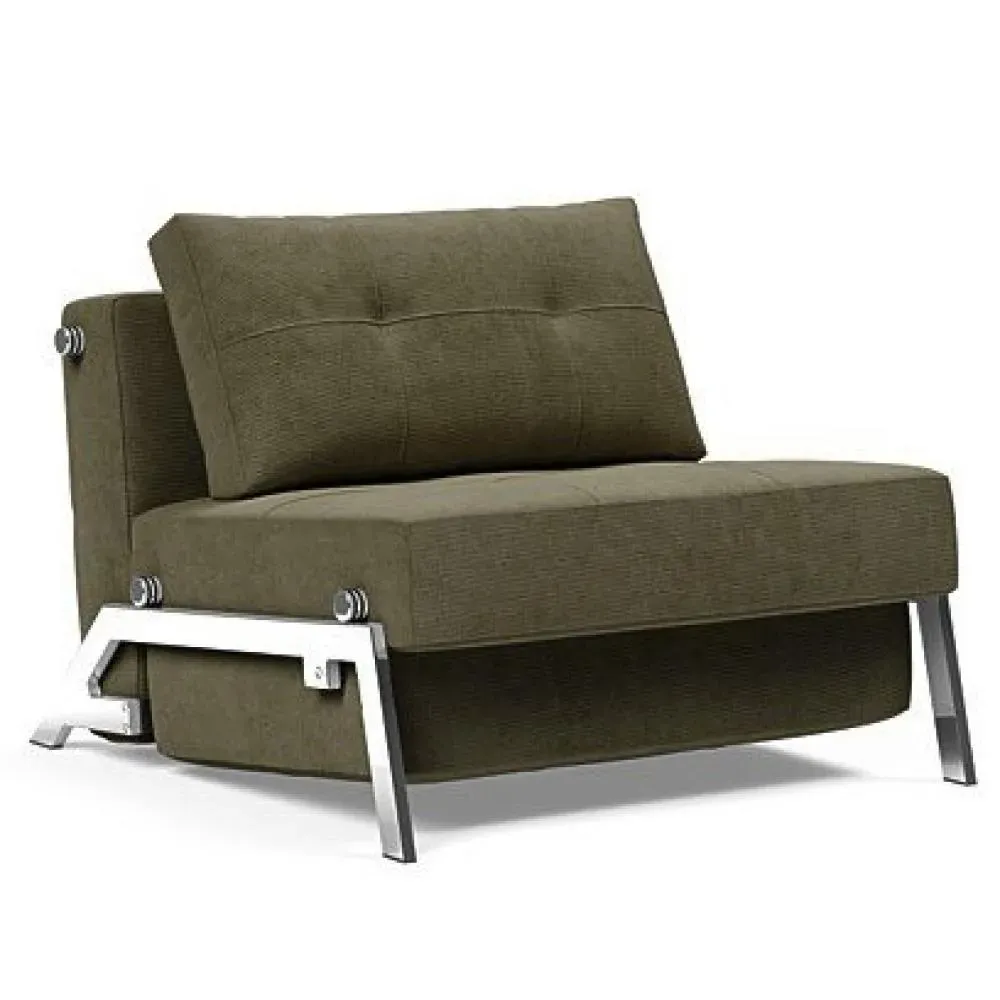 INNOVATION LIVING  Fauteuil design SOFABED CUBED 02 CHROME Cordufine Pine Green convertible lit 200x90 cm