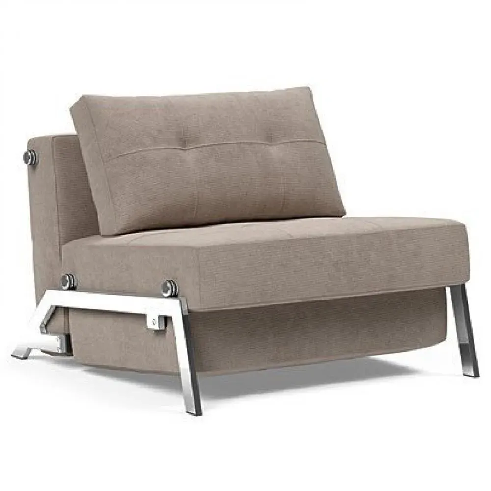 INNOVATION LIVING  Fauteuil design SOFABED CUBED 02 CHROME Cordufine Beige convertible lit 200x90 cm