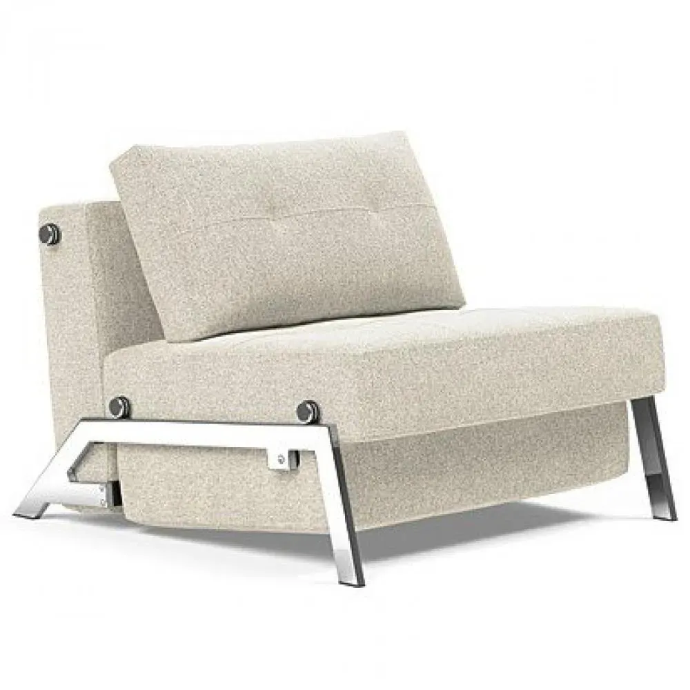 INNOVATION LIVING  Fauteuil design SOFABED CUBED 02 CHROME Taura Off White convertible lit 200x90 cm